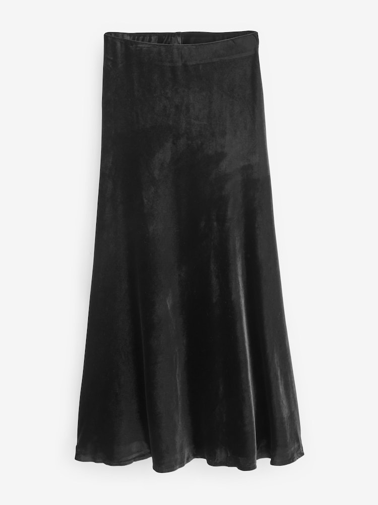 Threadbare Black Maxi Velvet Slip Skirt - Image 6 of 6