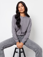 Threadbare Grey Slim Fit Crew Neck Cardigan - Image 1 of 4
