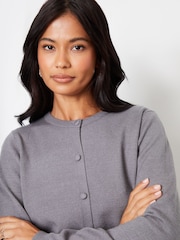 Threadbare Grey Slim Fit Crew Neck Cardigan - Image 4 of 4
