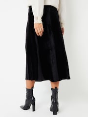 Threadbare Black Velvet Flared Pull On Midi Skirt - Image 3 of 9
