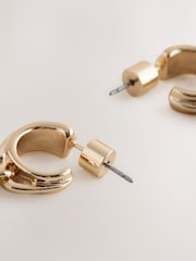גוון זהוב - Pearl Effect Sparkle Hoop Earrings - Image 6 of 6