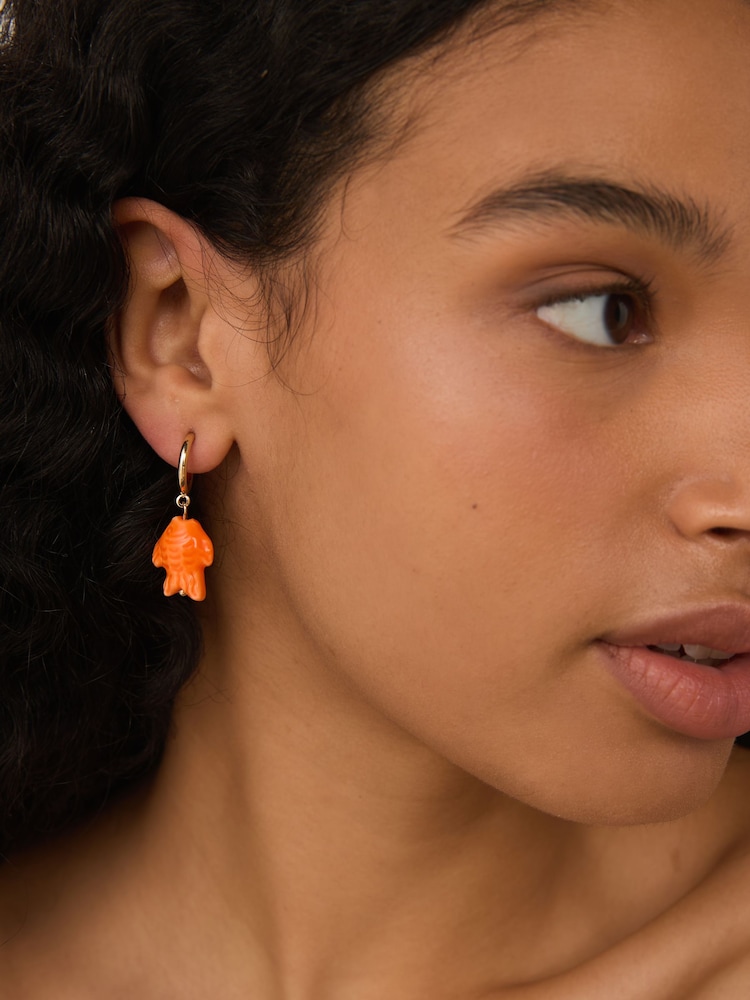 Green/Orange Fish Charm Hoop Earrings Pack - Image 2 of 6