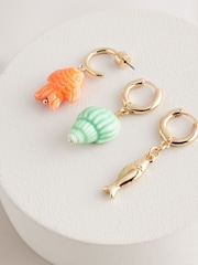 Green/Orange Fish Charm Hoop Earrings Pack - Image 5 of 6