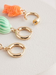 Green/Orange Fish Charm Hoop Earrings Pack - Image 6 of 6