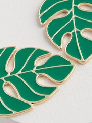 Green Palm Leaf Statement Earrings - Image 5 of 6