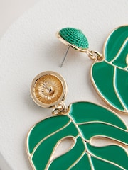 Green Palm Leaf Statement Earrings - Image 6 of 6