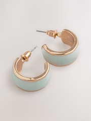 Turquoise Blue Enamel Hoop Earrings - Image 1 of 3