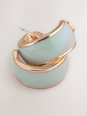 Turquoise Blue Enamel Hoop Earrings - Image 2 of 3