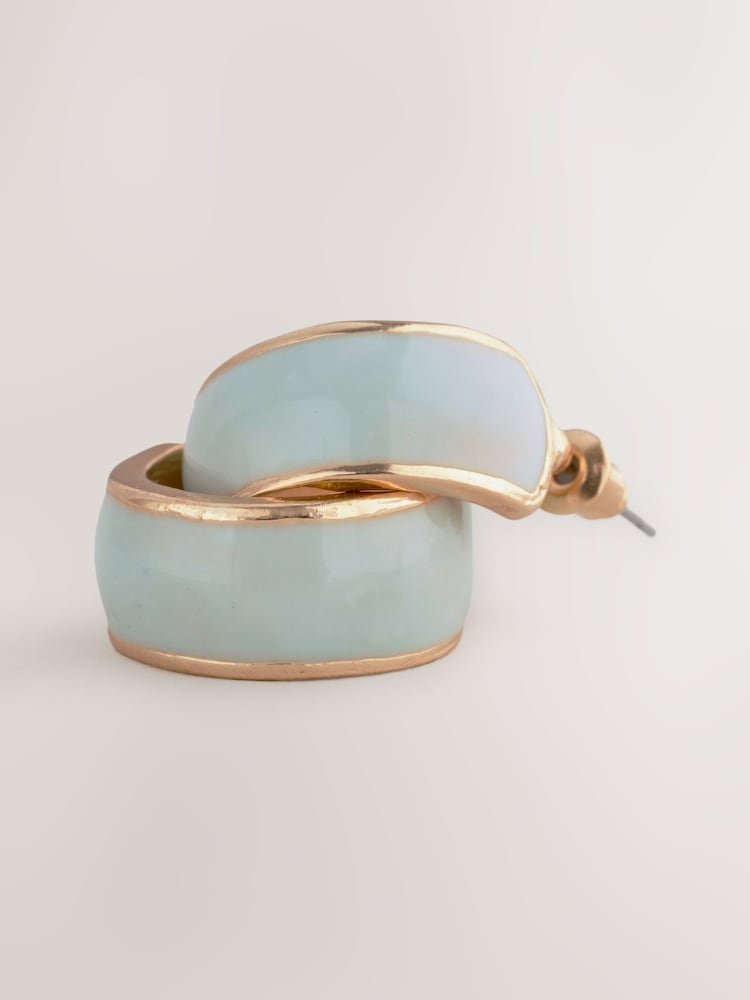 Turquoise Blue Enamel Hoop Earrings - Image 3 of 3