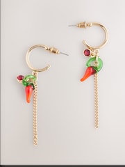 Red Chilli Drop Hoop Earrings - Image 4 of 6