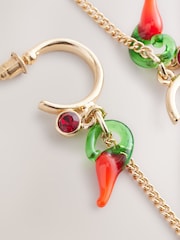 Red Chilli Drop Hoop Earrings - Image 5 of 6
