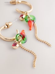 Red Chilli Drop Hoop Earrings - Image 6 of 6