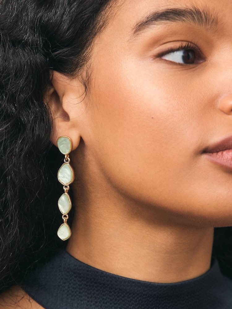 Green Resin Drop Earrings - Image 1 of 4