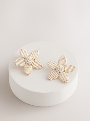 Natural Wrapped Flower Stud Earrings - Image 1 of 7