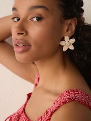 Natural Wrapped Flower Stud Earrings - Image 3 of 7