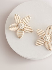 Natural Wrapped Flower Stud Earrings - Image 6 of 7
