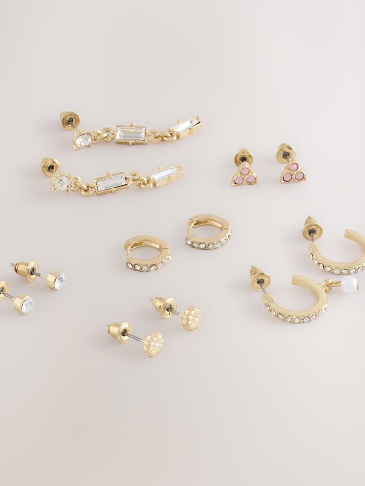 Gold Tone Sparkle Earrings Pack - Image 1 of 3