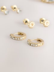 Gold Tone Sparkle Earrings Pack - Image 3 of 3