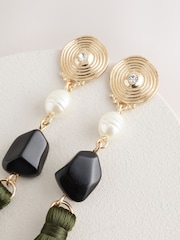 Khaki Green Tassel Drop Earrings - Image 6 of 6