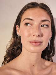 Silver Tone Bow Snakechain Earrings - Image 3 of 4
