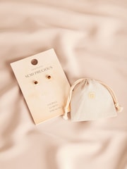 Gold/Silver Plated Semi Precious Circle Stud Earrings - Image 2 of 2