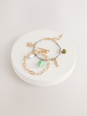 Blue/Gold Tone Fish Charm Bracelet Pack - Image 1 of 3