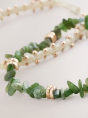 Green/Ecru Chipping And Shell Pully Bracelet Pack - Image 5 of 6