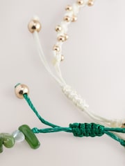 Green/Ecru Chipping And Shell Pully Bracelet Pack - Image 6 of 6