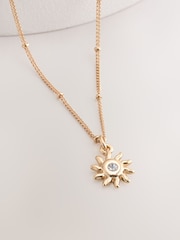 Gold Tone Sun Drop Ball Chain Necklace - Image 2 of 3