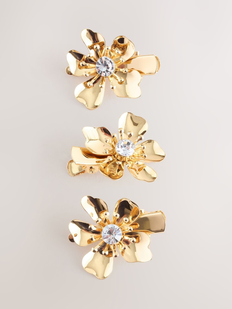 Gold Tone Flower Hair Clips - Image 1 of 3