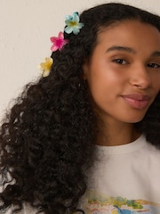 Multi Coloured Mini Flower Hair Clips 3 Pack - Image 1 of 7