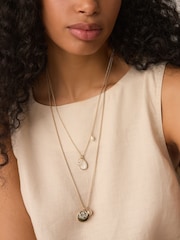 Gold Tone Two Layer Pearl Effect Pendant Necklace - Image 1 of 7