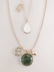 Gold Tone Two Layer Pearl Effect Pendant Necklace - Image 5 of 7