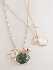 Gold Tone Two Layer Pearl Effect Pendant Necklace - Image 7 of 7