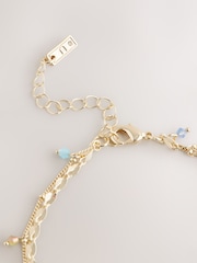 Gold Tone Sparkle Drop Two Row Anklet - Image 4 of 5