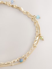 Gold Tone Sparkle Drop Two Row Anklet - Image 5 of 5