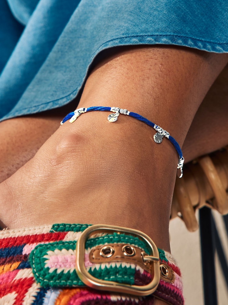 Blue Thread Disc Drop Pully Anklet - Image 1 of 5
