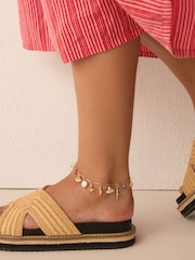 Gold Tone Shell Charm Anklet - Image 1 of 7
