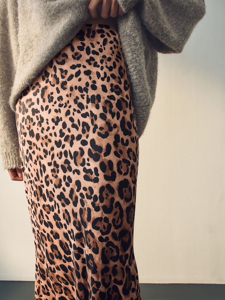 Leopard - Bedruckter Satin-Midirock - Image 4 of 7
