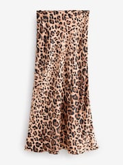 Leopardo - Falda de satén estampada a media pierna - Imagen 5 de 7