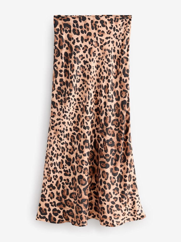 Leopard - Bedruckter Satin-Midirock - Image 5 of 7