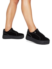 Negro - KG Kurt Geiger Lighter Velvet Trainers - Imagen 1 de 5