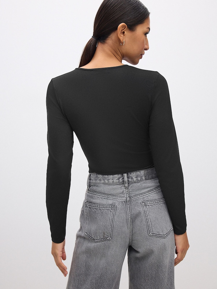 Black Soft Touch Long Sleeve Top - Image 2 of 4