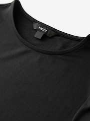 Black Soft Touch Slinky Nylon Crew Neck Long Sleeve Top - Image 5 of 6