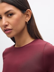 Burgundy Red Slim Fit Short Sleeve Soft Touch Polyamide T-Shirt - Image 5 of 7