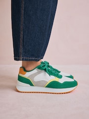 Green Forever Comfort® Leather Panel Detail Chunky Lace-Up Joggers - Image 1 of 12