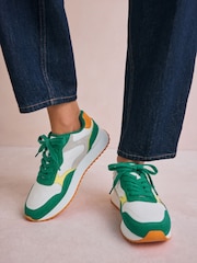 Green Forever Comfort® Leather Panel Detail Chunky Lace-Up Joggers - Image 3 of 12