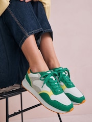 Green Forever Comfort® Leather Panel Detail Chunky Lace-Up Joggers - Image 4 of 12