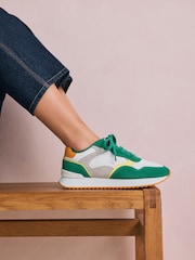 Green Forever Comfort® Leather Panel Detail Chunky Lace-Up Joggers - Image 6 of 12