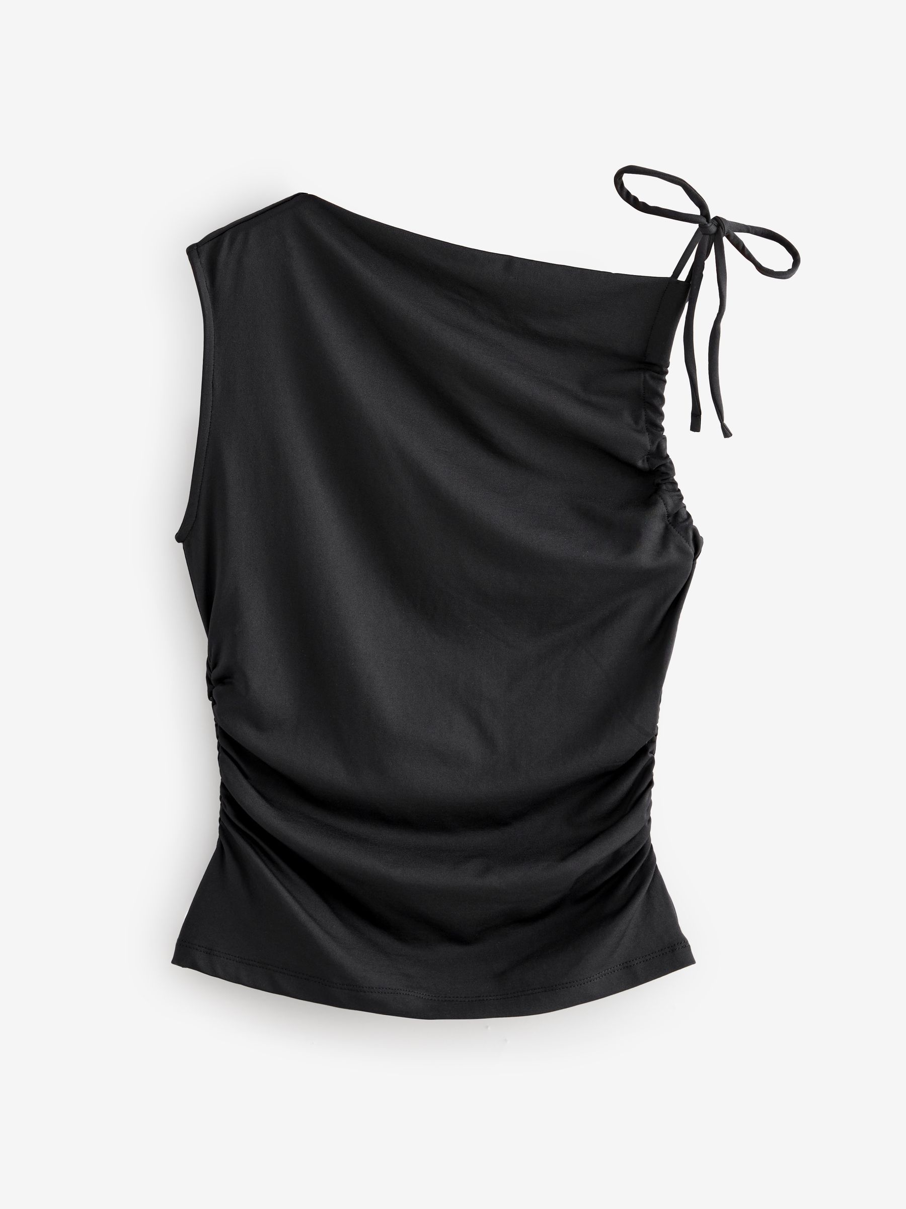 Buy Black Soft Touch Polyamide Ruched Sleeveless Top from